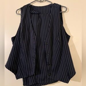 Chic Navy Striped vest & pants 2 piece set